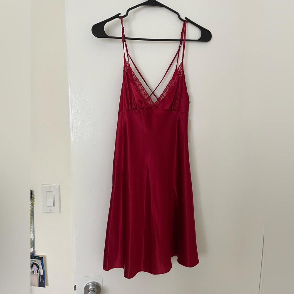 Red lace slip dress new with tags XS